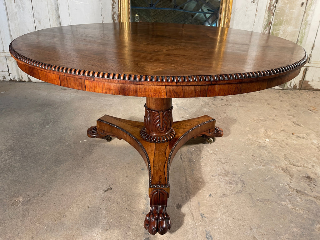 an exceptional early georgian gillows rosewood centre tilt top dining table