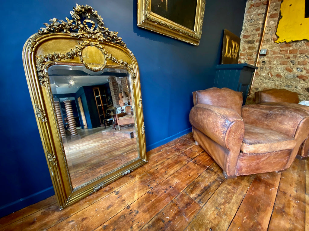 large antique french gilt & gesso statement wall/floor mirror circa 1880
