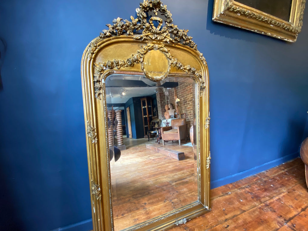 large antique french gilt & gesso statement wall/floor mirror circa 1880