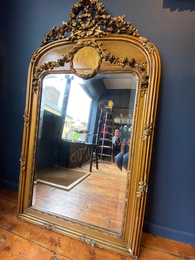 large antique french gilt & gesso statement wall/floor mirror circa 1880