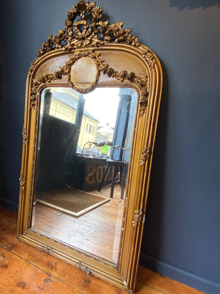 large antique french gilt & gesso statement wall/floor mirror circa 1880