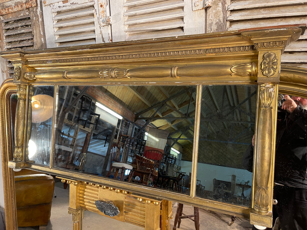 antique gilt gesso georgian triptych mirror original mercury plate