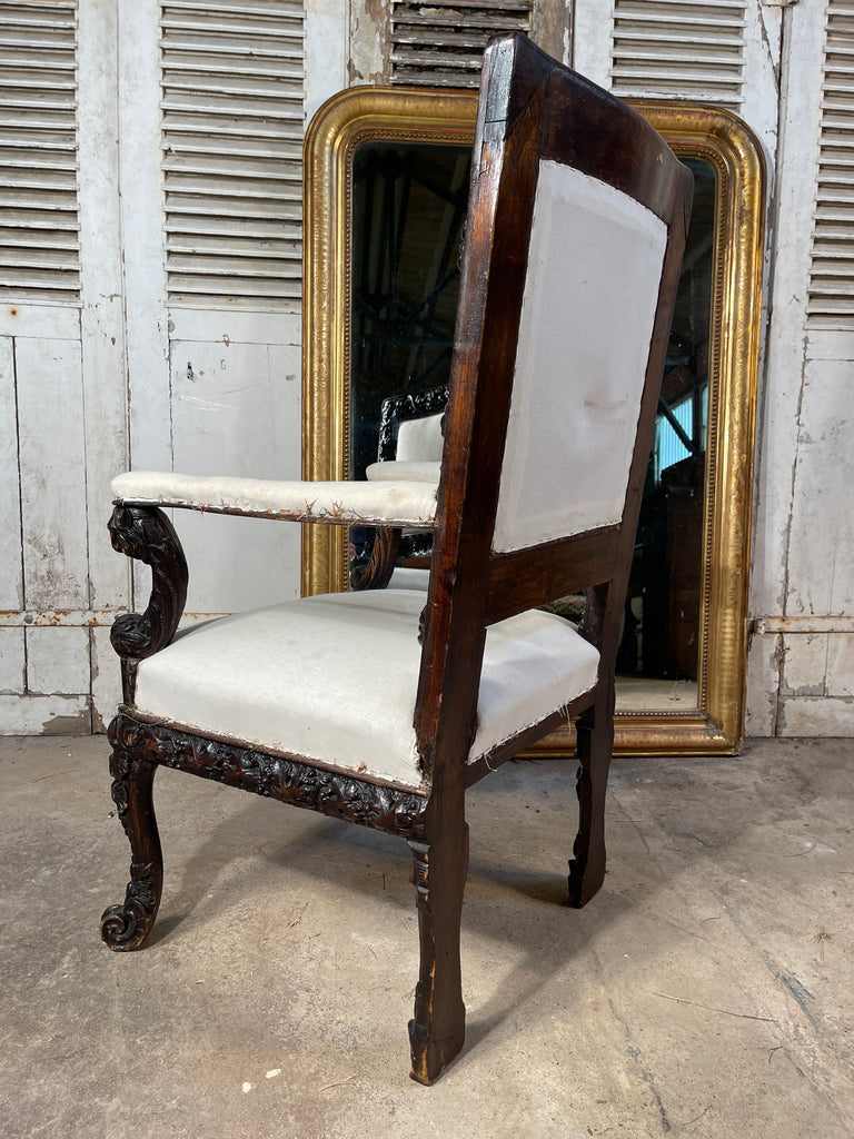 antique dutch carved hallway/side elbow chairs circa 1800
