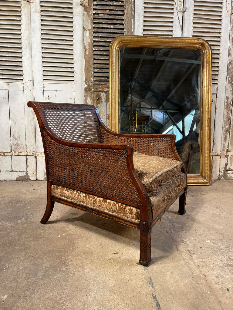 antique cane carved chippendale bergere armchair circa 1870