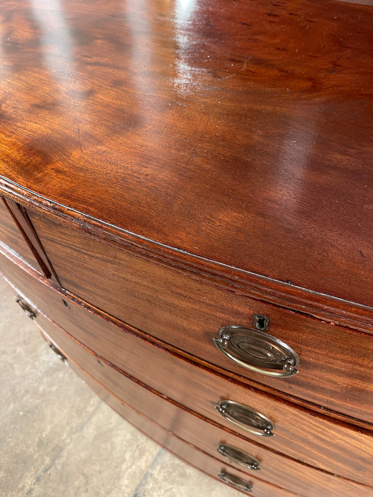 an exceptional regency flame mahogany bow front chest of drawers circa 1830
