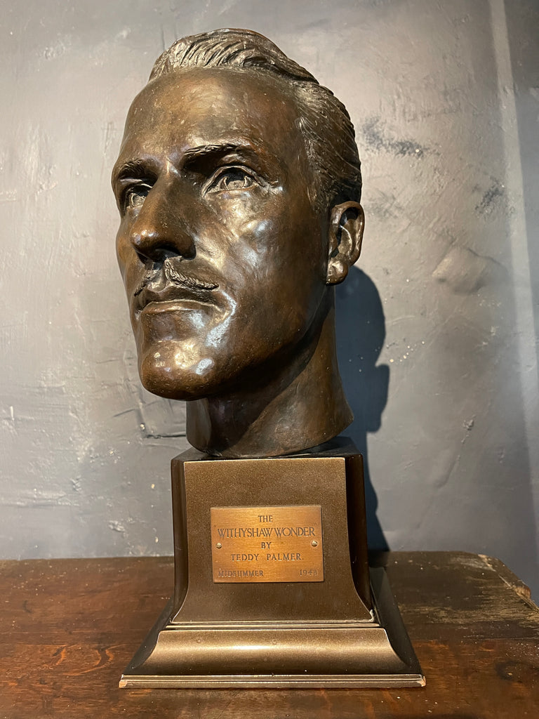 antique bronze head of footballer the withyshaw wonder