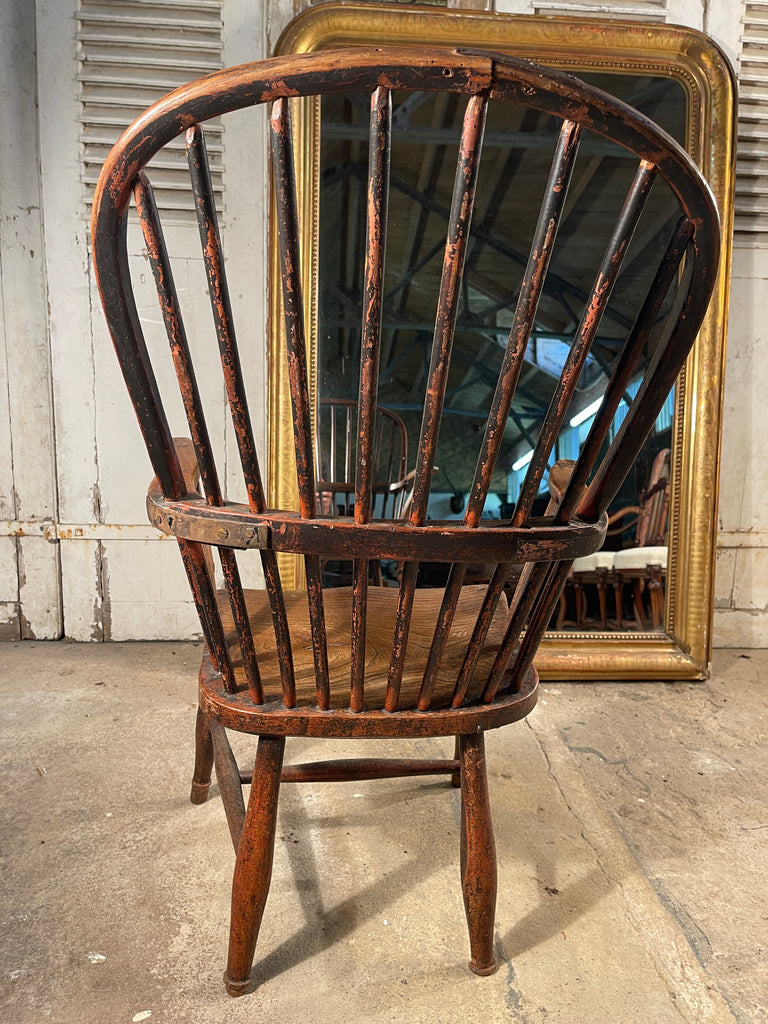antique early georgian elm stick back provincial  windsor fireside chair circa 1760