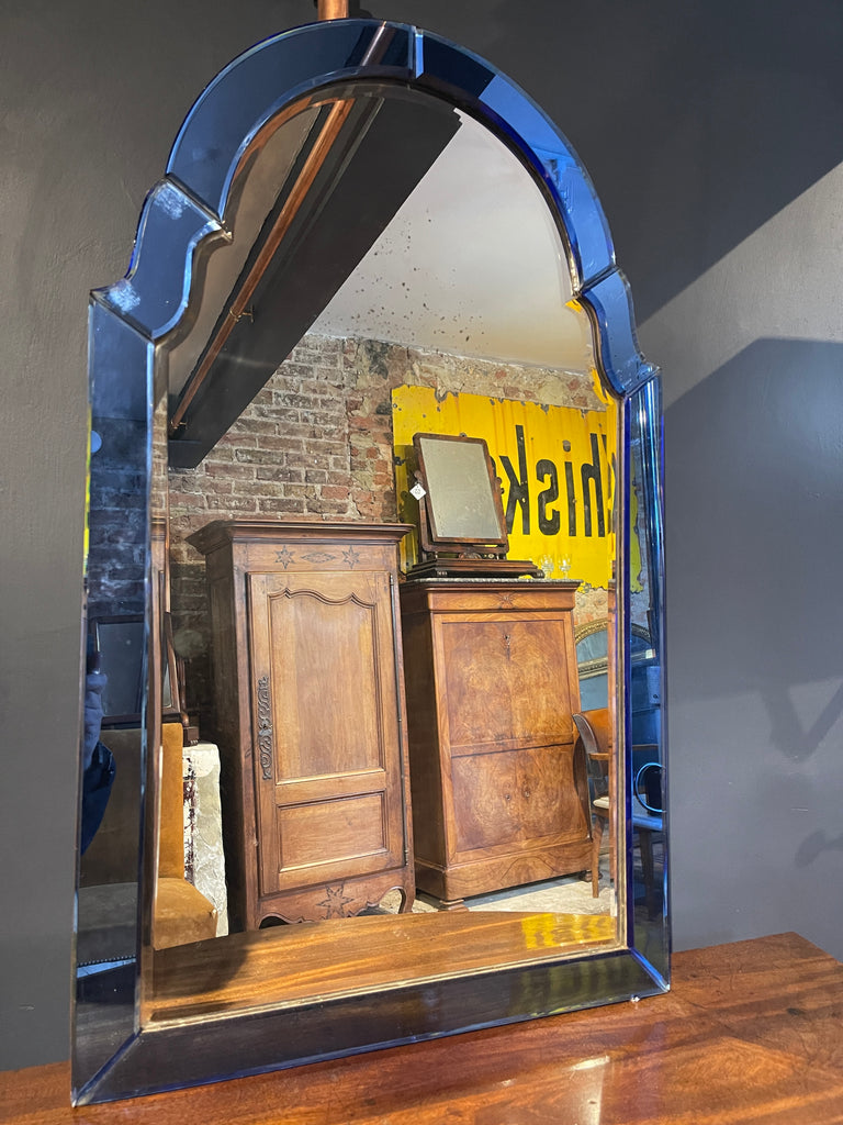 antique art deco cobalt blue murano pier mirror