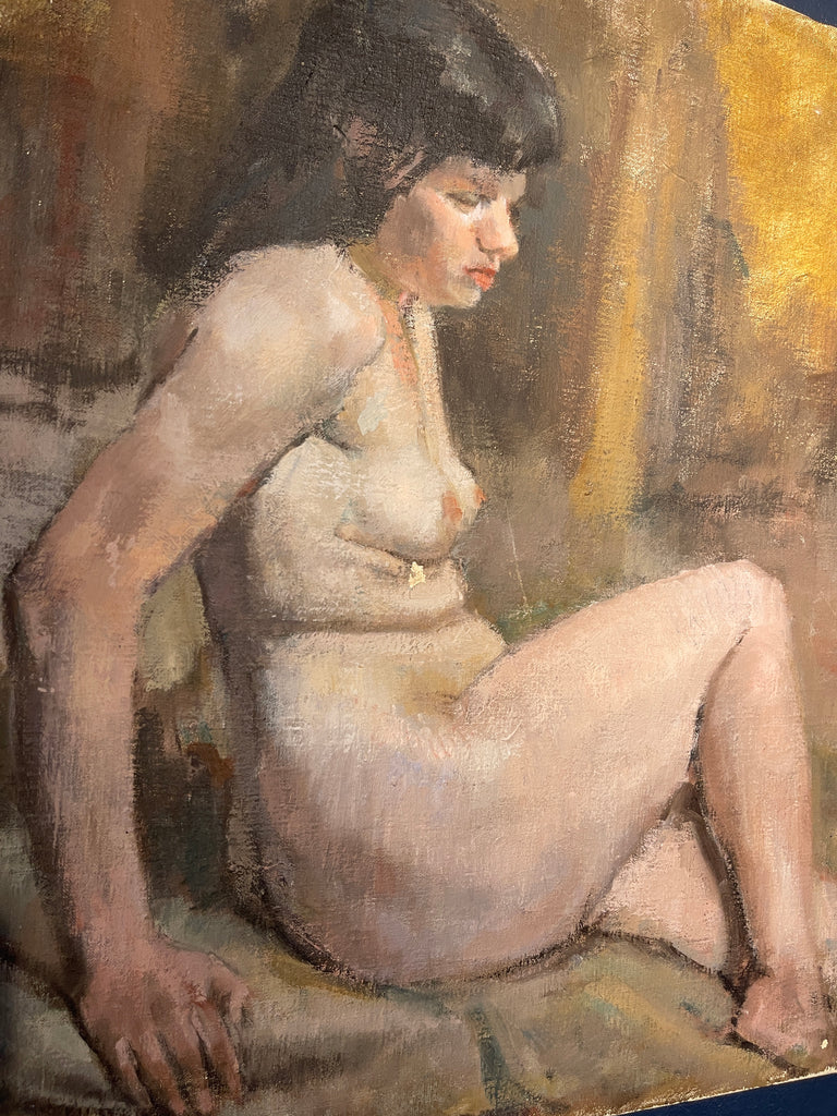 beautiful oil painting seated nude by renowned painter roland batchelor royal academy (1889 -1990)