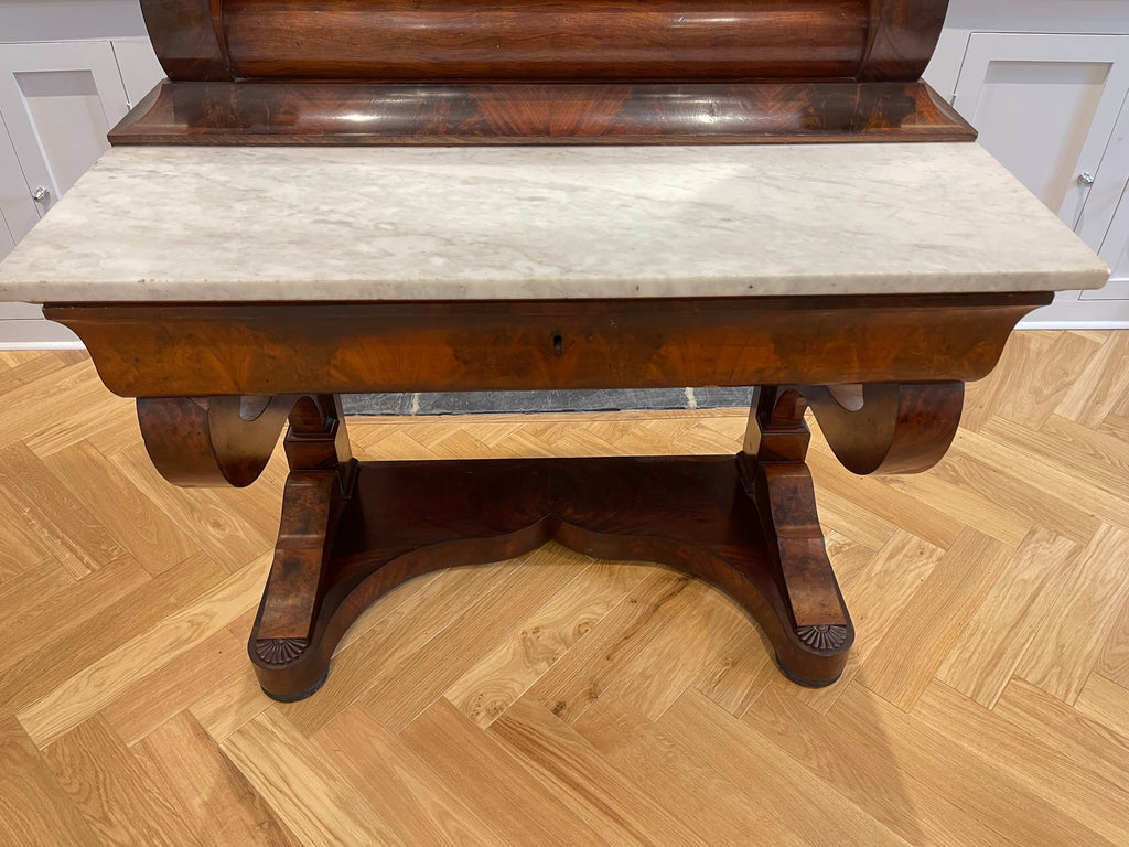 maple & co french empire style flame mahogany & marble console mirror