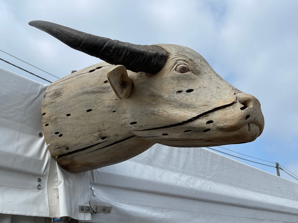 antique indian american carved buffalo head