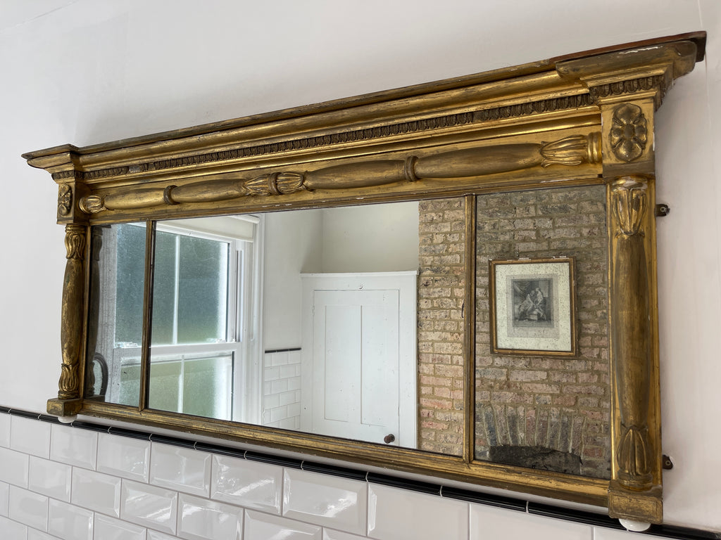 antique gilt gesso georgian triptych mirror original mercury plate
