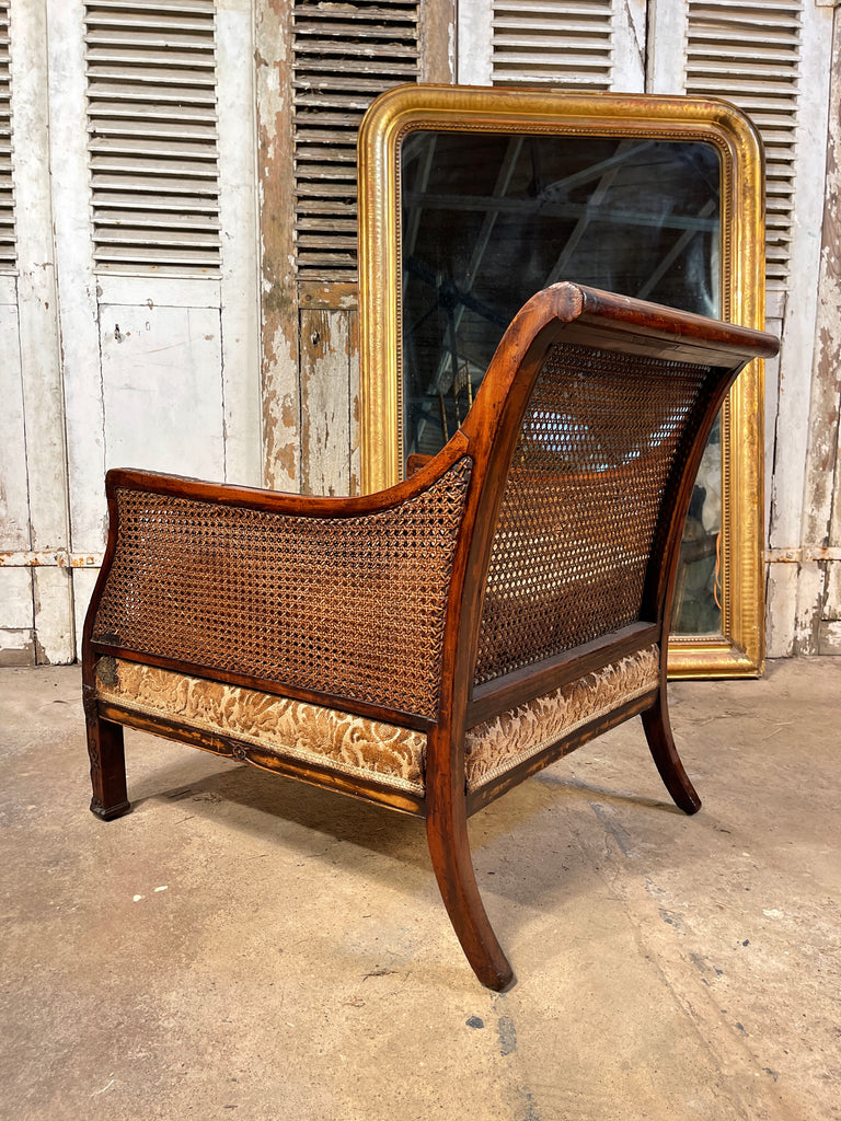 antique cane carved chippendale bergere armchair circa 1870