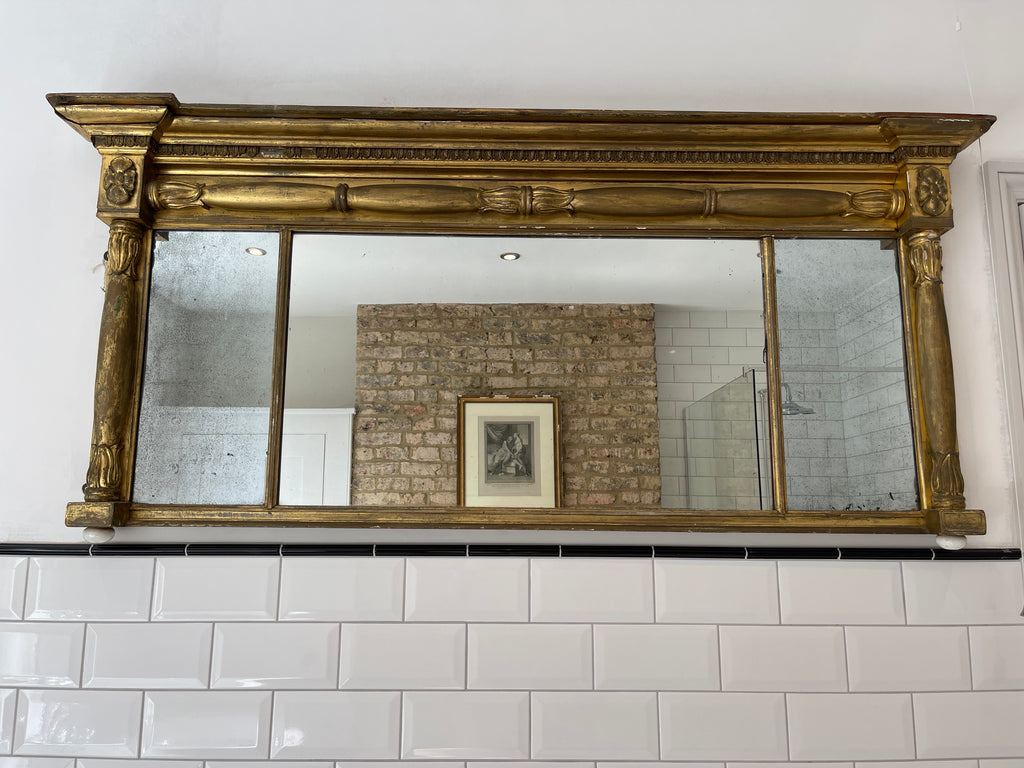 antique gilt gesso georgian triptych mirror original mercury plate