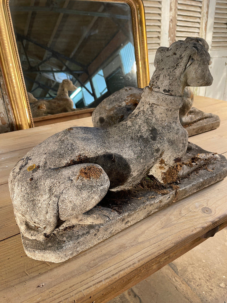 antique regency coade stone greyhound garden dogs