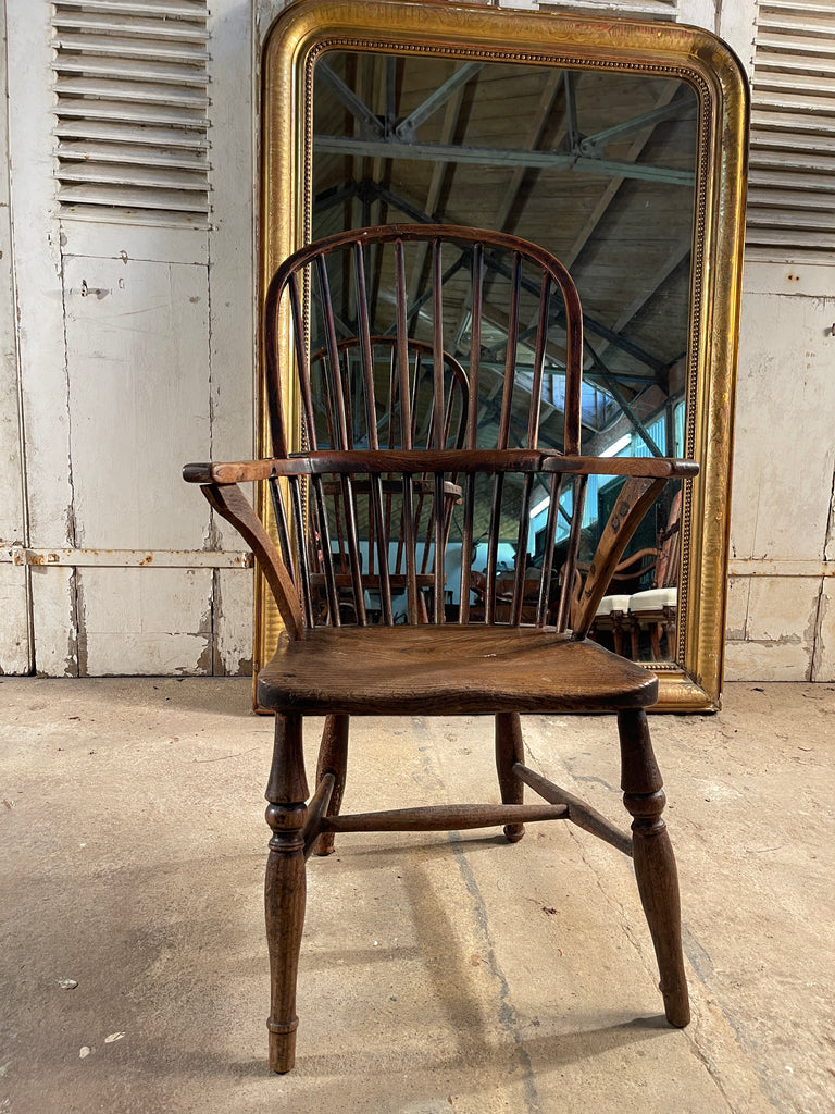 antique early georgian elm stick back provincial  windsor fireside chair circa 1760