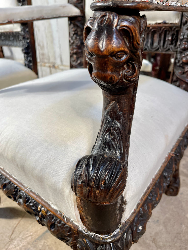antique dutch carved hallway/side elbow chairs circa 1800