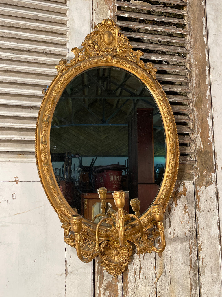 beautiful antique girandole rococo gilt & gesso mirror circa 1770