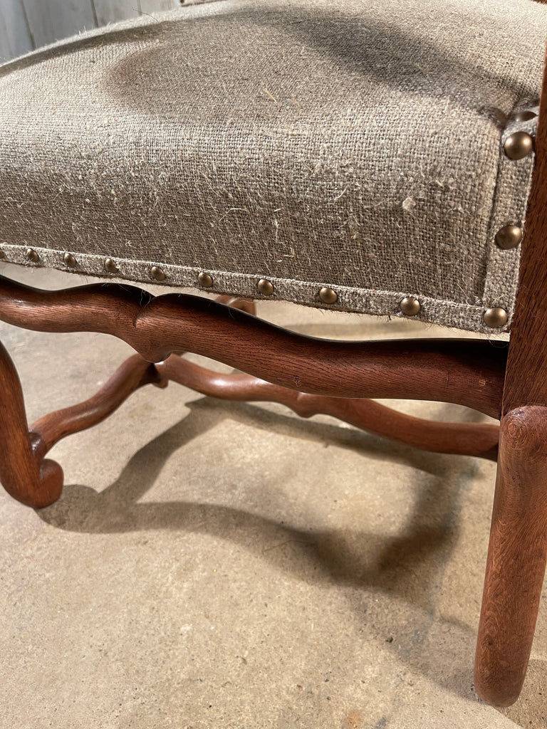 antique french bleached oak os de mouton armchair