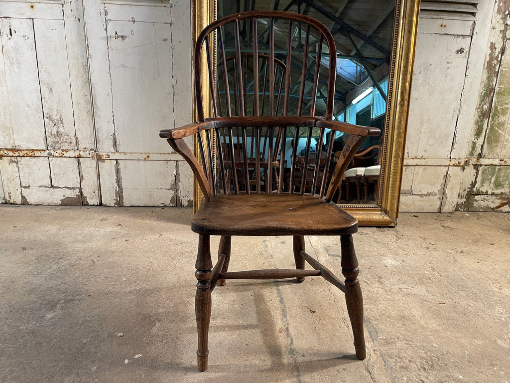 antique early georgian elm stick back provincial  windsor fireside chair circa 1760