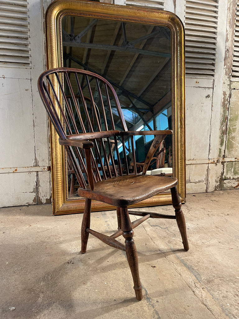 antique early georgian elm stick back provincial  windsor fireside chair circa 1760