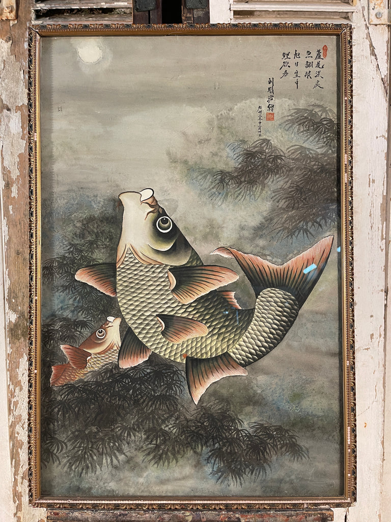 rare antique japanese watercolour signed & dated by liu qingbo dated 1943