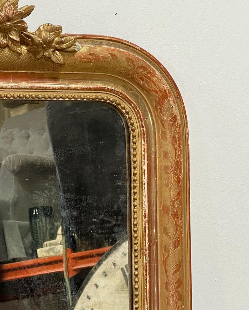 beautiful antique french louis xv gilt & gesso hallway living room bedroom mirror circa 1740