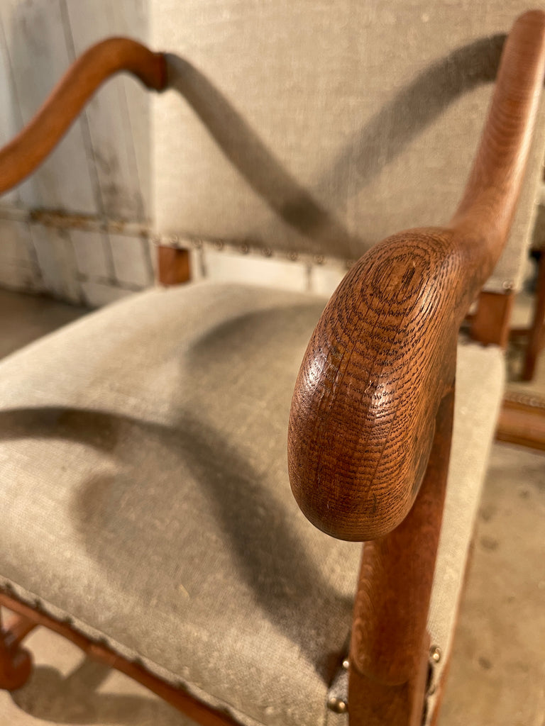 antique french bleached oak os de mouton armchair