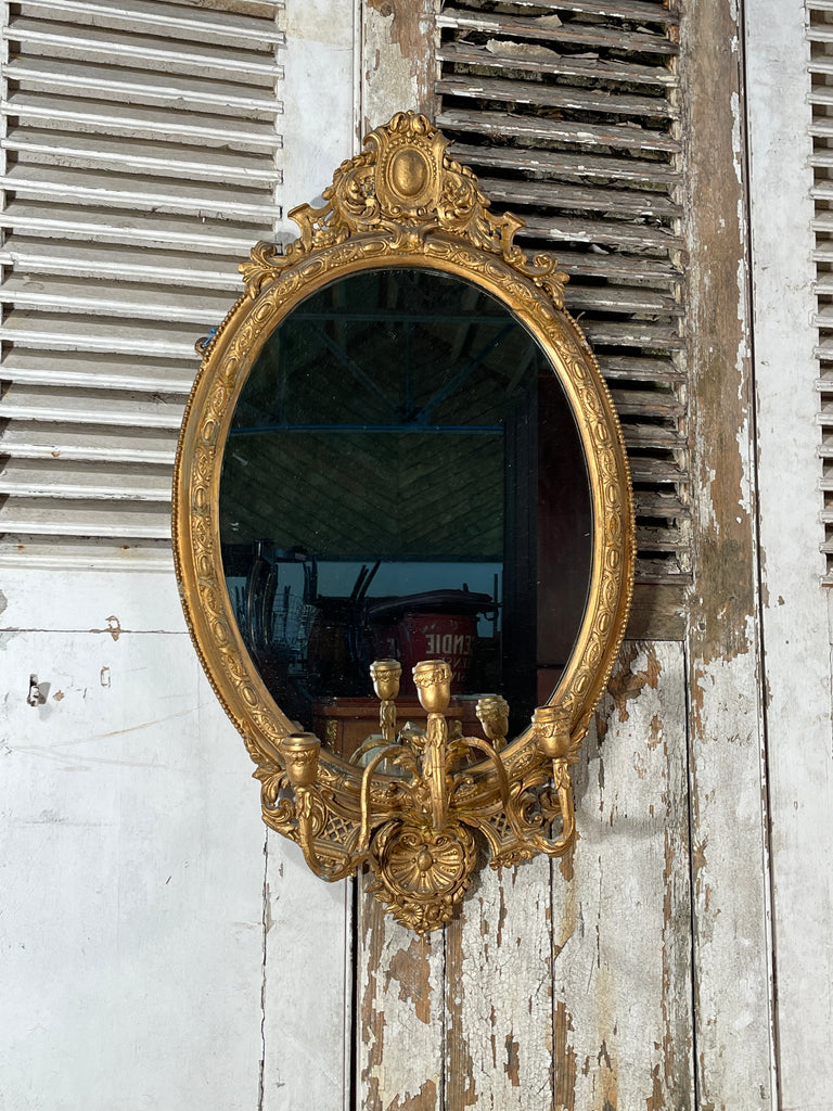 beautiful antique girandole rococo gilt & gesso mirror circa 1770