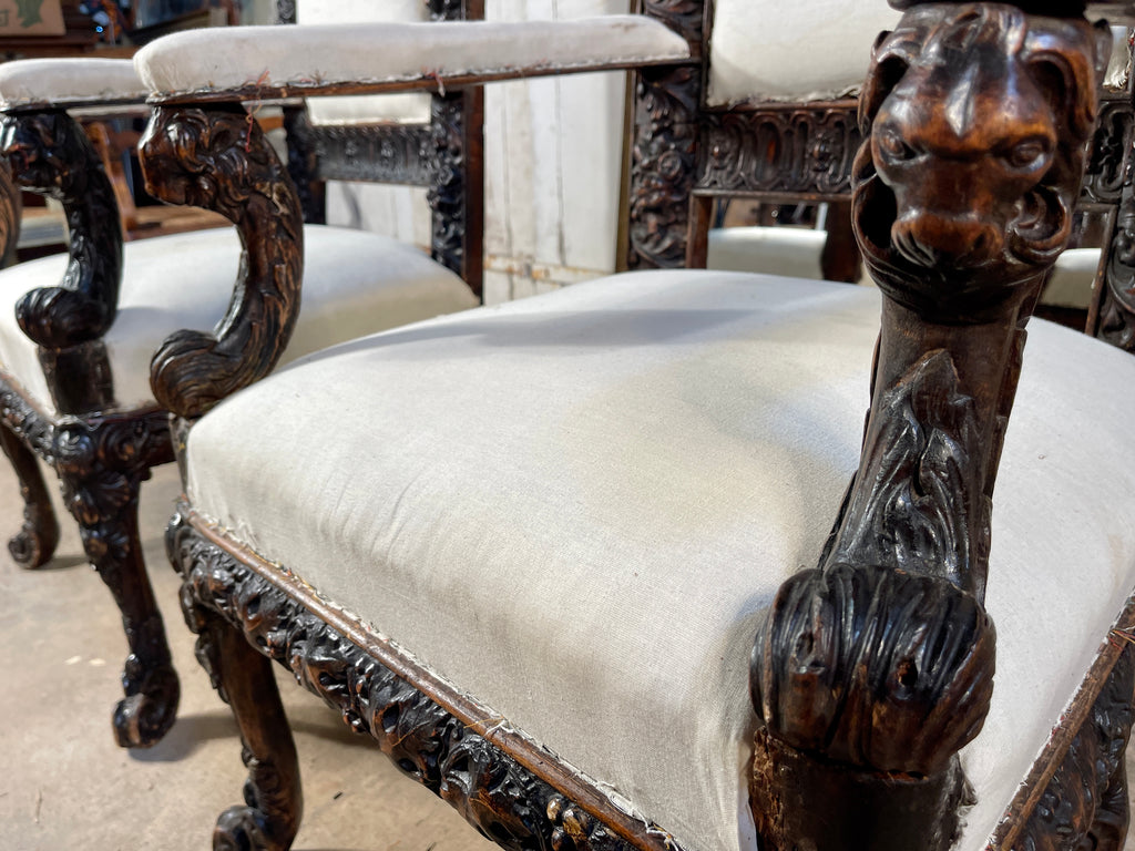 antique dutch carved hallway/side elbow chairs circa 1800