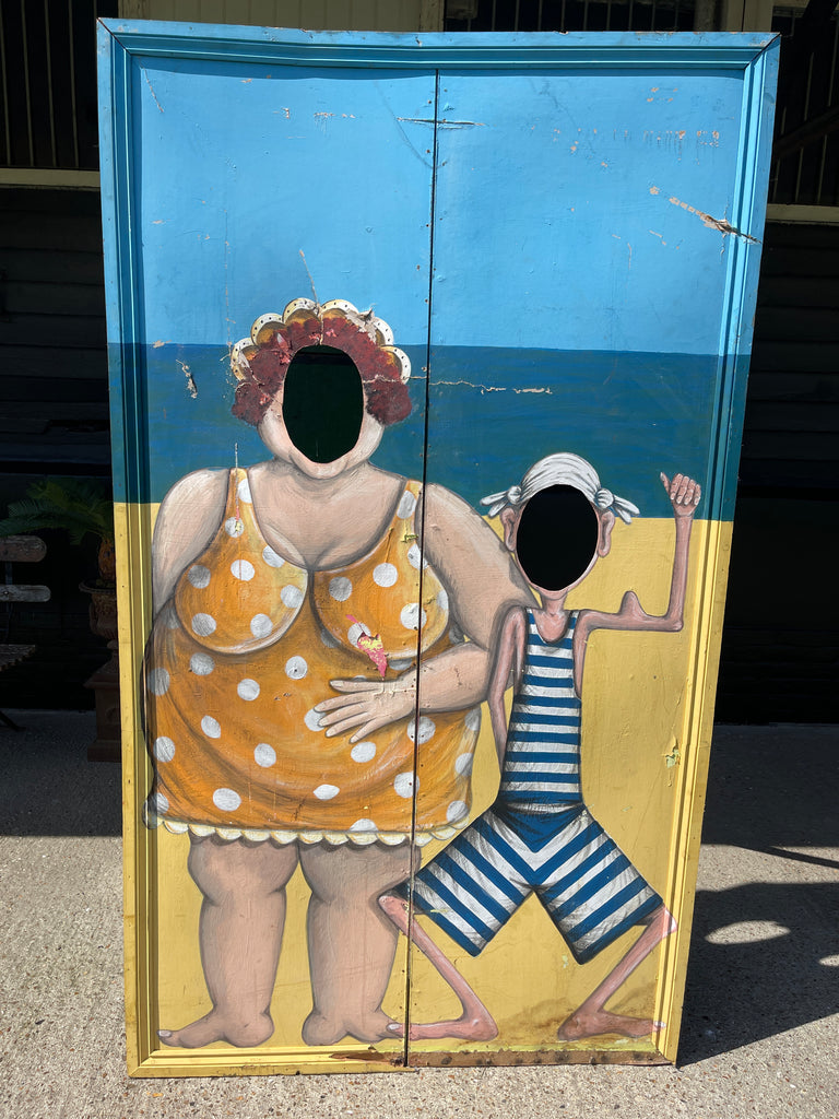 antique 1950’s pier face in the hole board