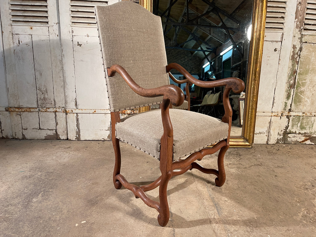 antique french bleached oak os de mouton armchair