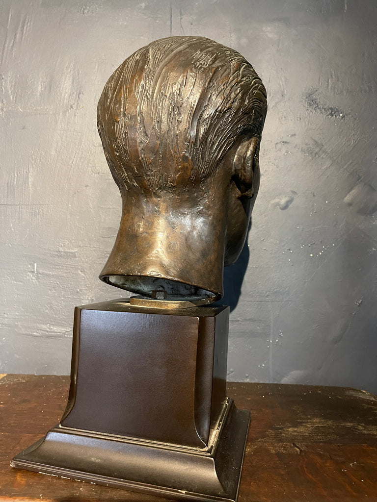 antique bronze head of footballer the withyshaw wonder