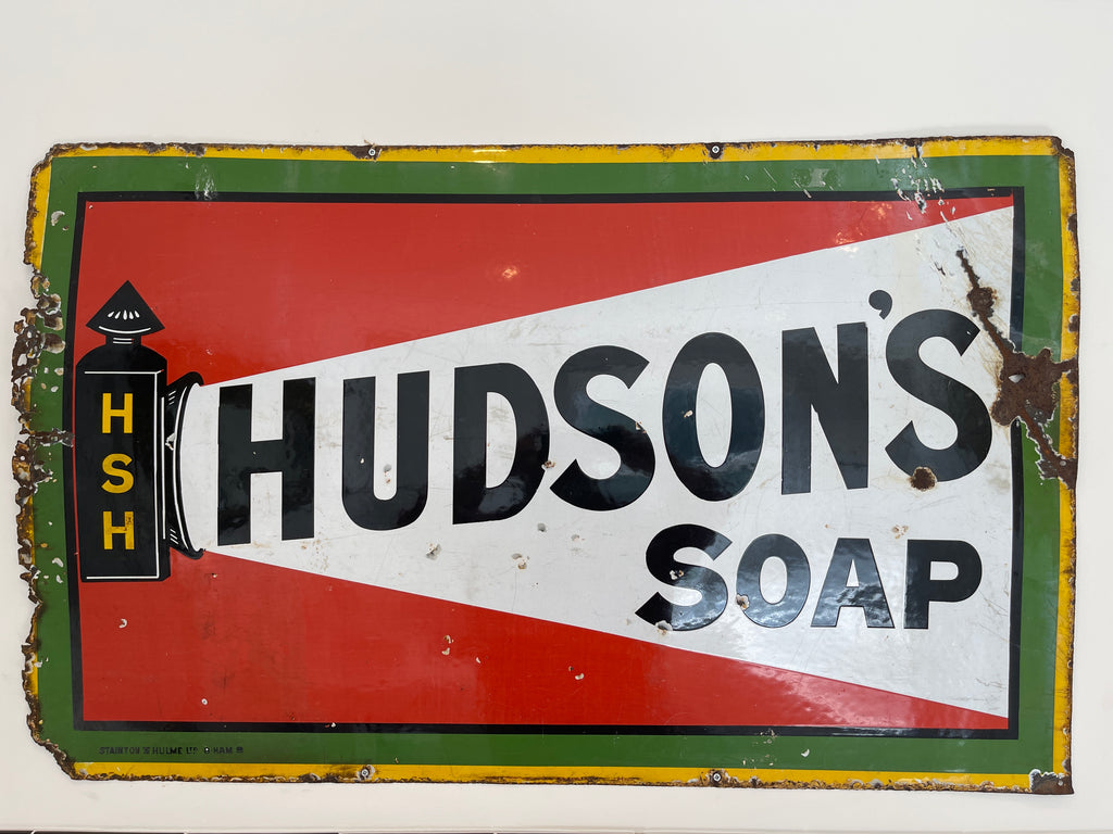 antique enamelled  advertising hudson’s soap sign