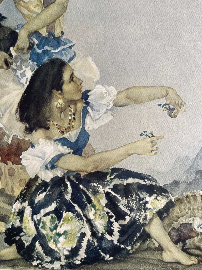 antique signed russell flint the danza montana watercolour painting