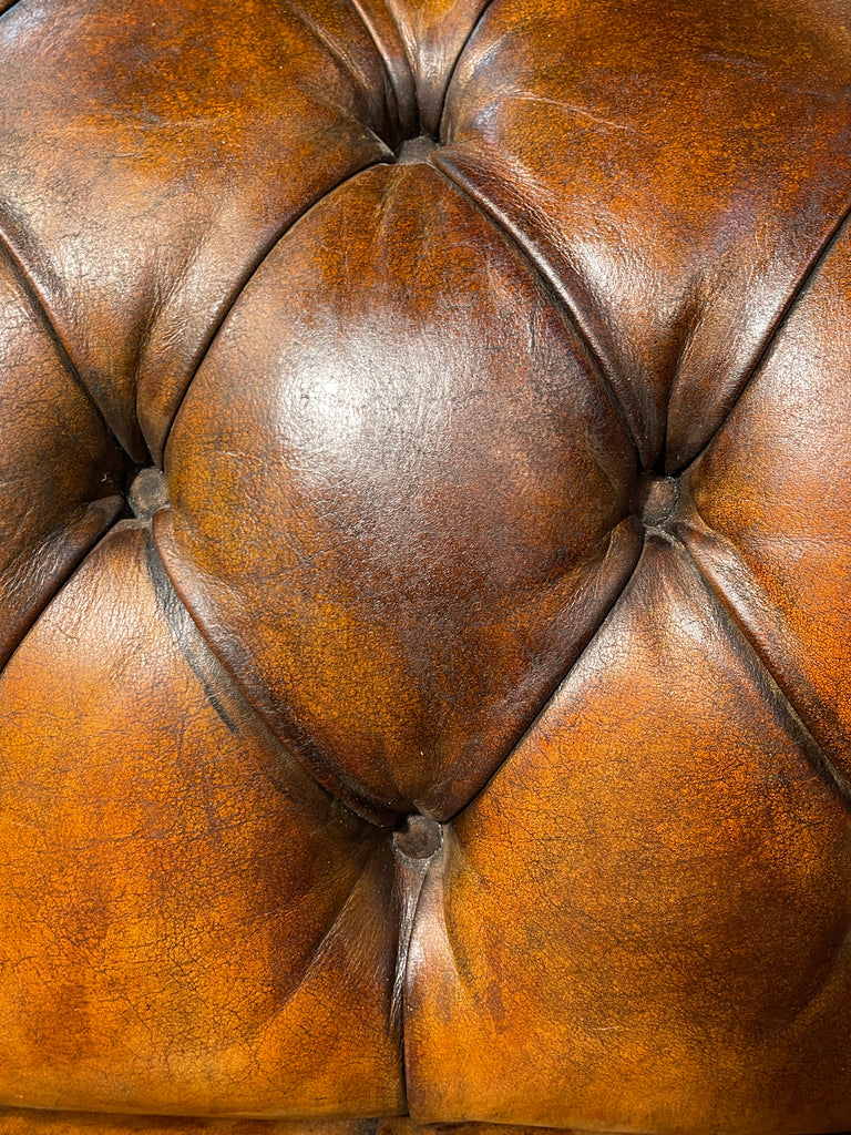 exceptional antique english victorian horse hair & sprung coil leather chesterfield sofa circa 1900