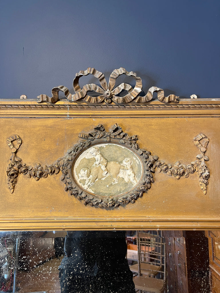 antique 6ft tall french gilt & gesso mirror circa 1850