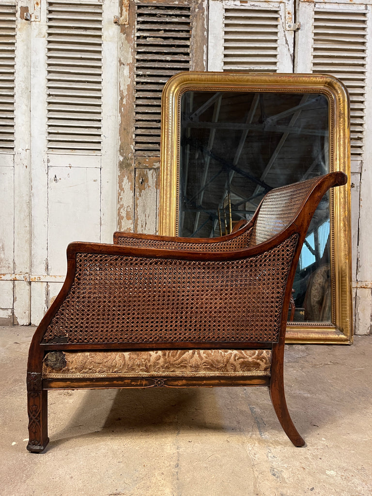 antique cane carved chippendale bergere armchair circa 1870