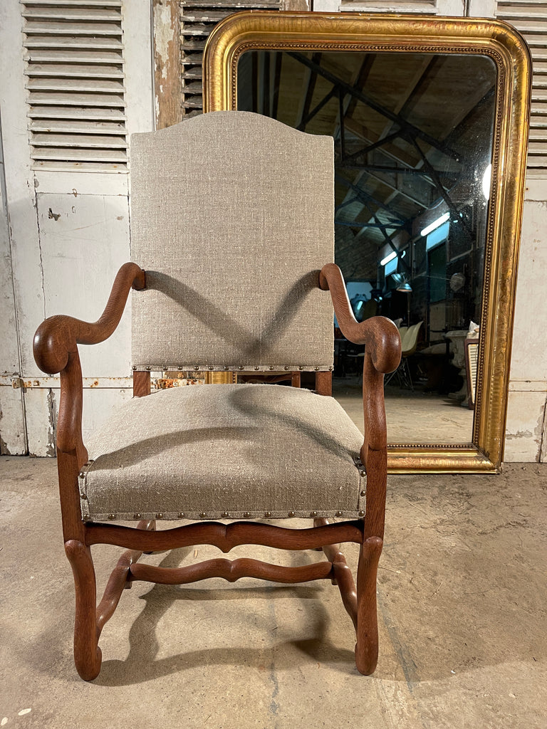 antique french bleached oak os de mouton armchair