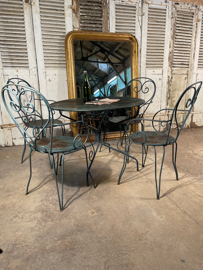 antique french fermob wrought iron garden table dining patio set circa 1900