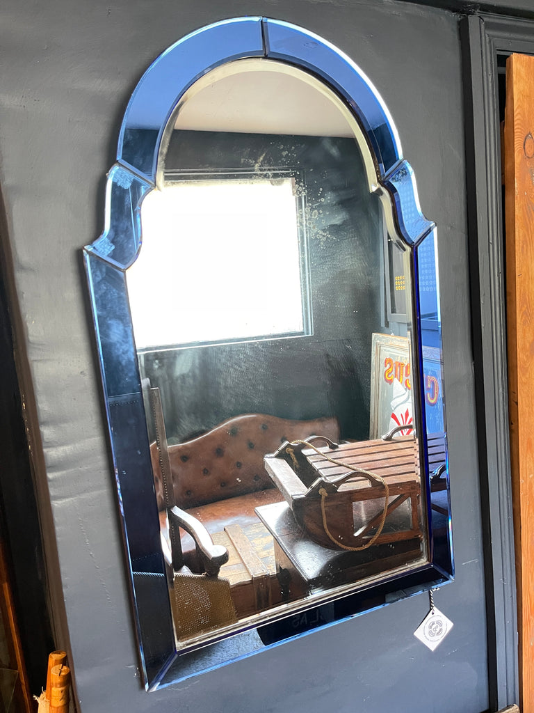 antique art deco cobalt blue murano pier mirror