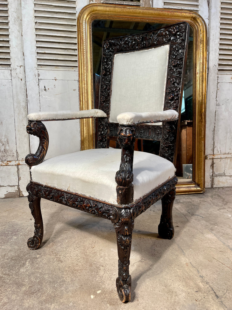 antique dutch carved hallway/side elbow chairs circa 1800