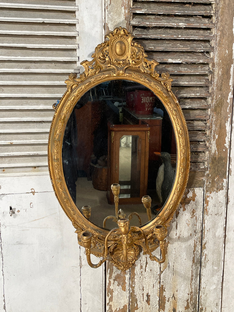 beautiful antique girandole rococo gilt & gesso mirror circa 1770
