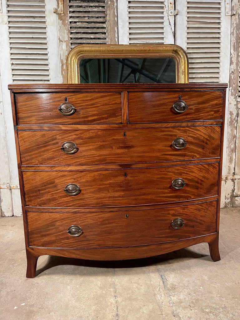 an exceptional regency flame mahogany bow front chest of drawers circa 1830