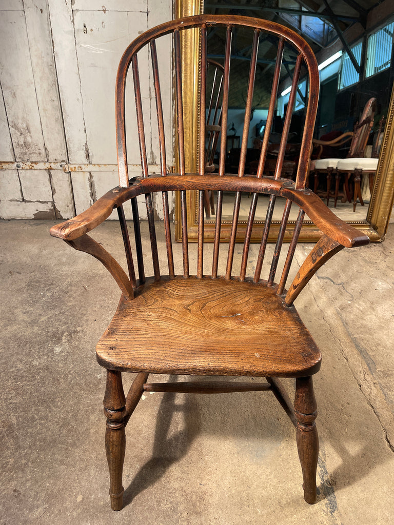 antique early georgian elm stick back provincial  windsor fireside chair circa 1760