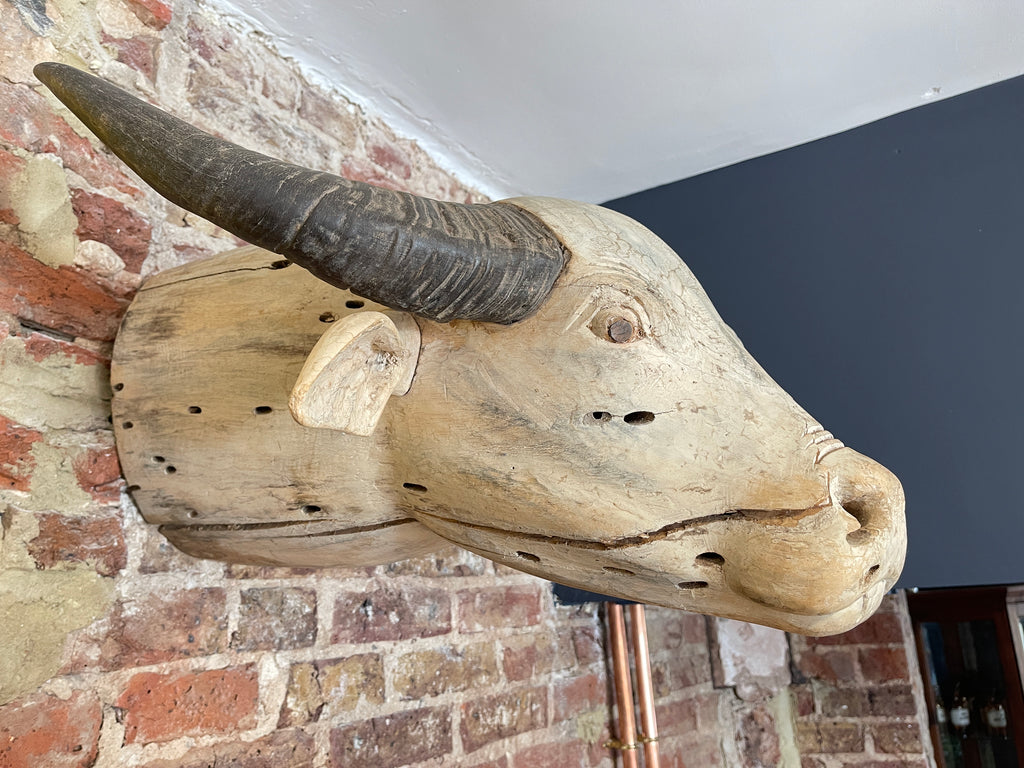 antique indian american carved buffalo head