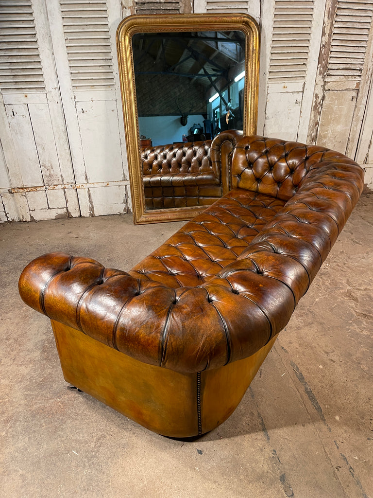 exceptional antique english victorian horse hair & sprung coil leather chesterfield sofa circa 1900