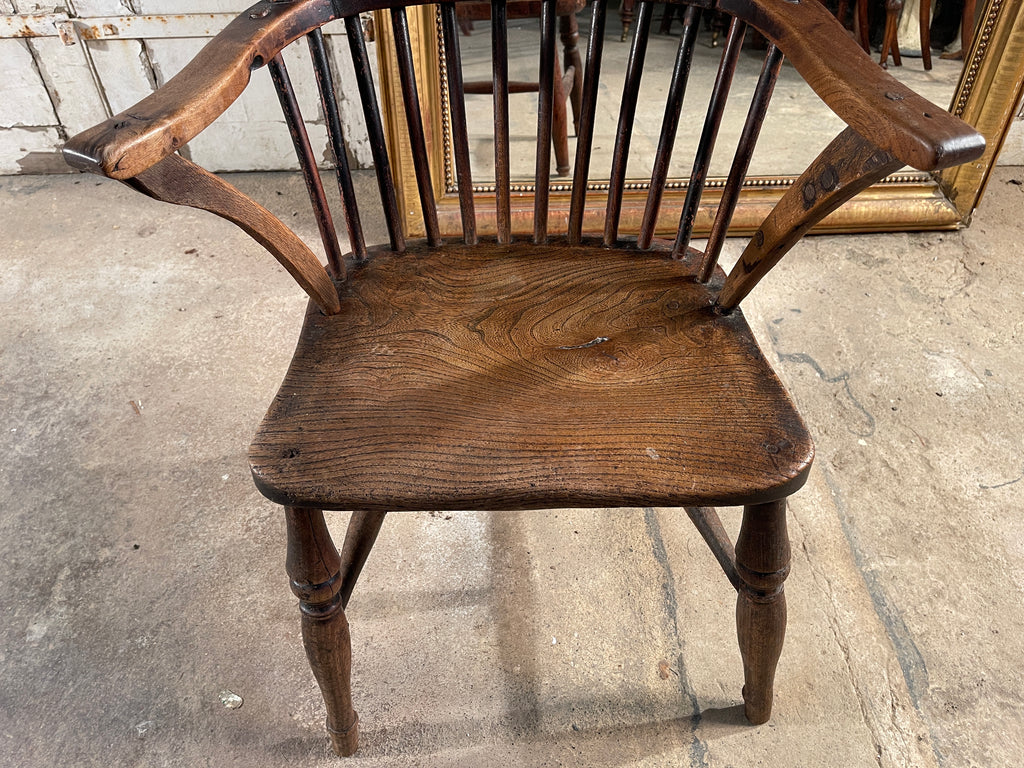 antique early georgian elm stick back provincial  windsor fireside chair circa 1760