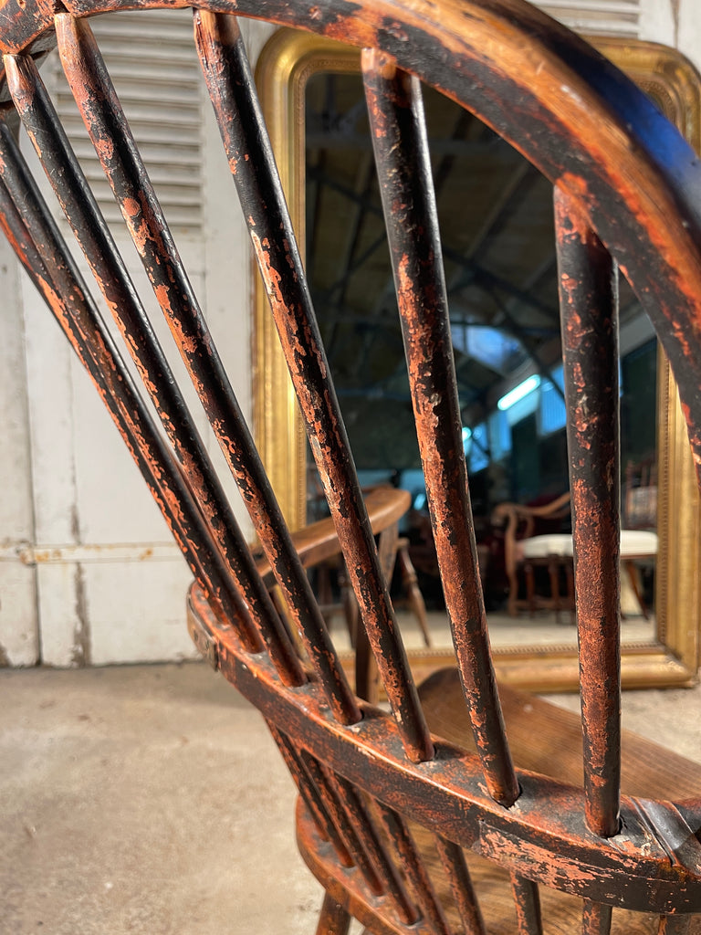 antique early georgian elm stick back provincial  windsor fireside chair circa 1760