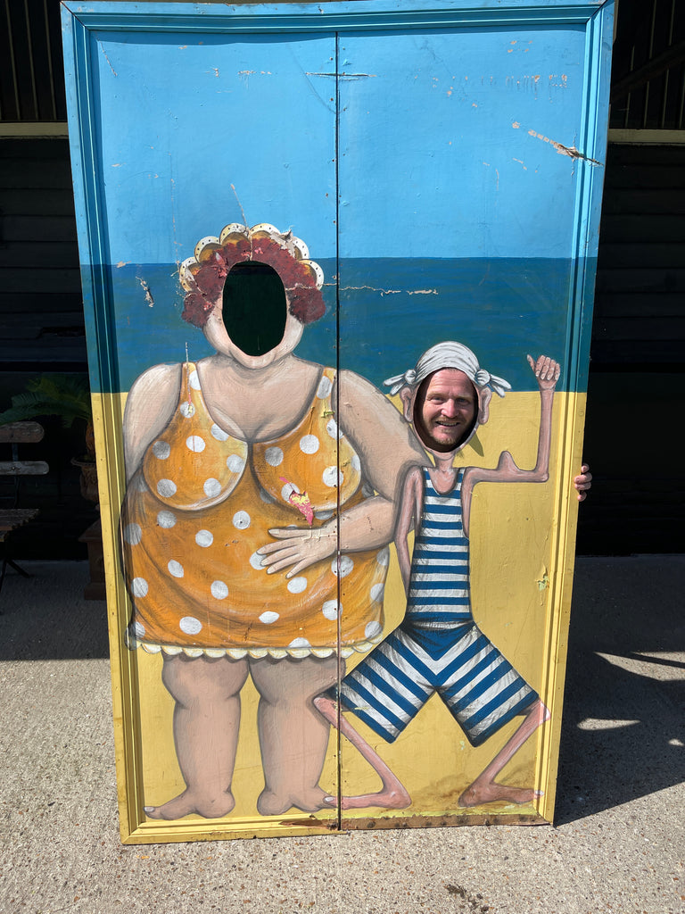 antique 1950’s pier face in the hole board